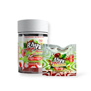 Rave Kratom Ecstasy 25mg Kratom Extract + Kanna Cherry Limeade Gummies 10ct
