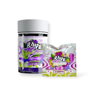 Rave Kratom Numb Sour Grape 25mg Kratom Extract + Kava Gummies 10ct
