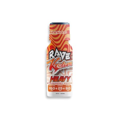 Rave Kratom Heavy Kratom + Kanna + Gaba Strawberry Mango Extract Shot 2oz