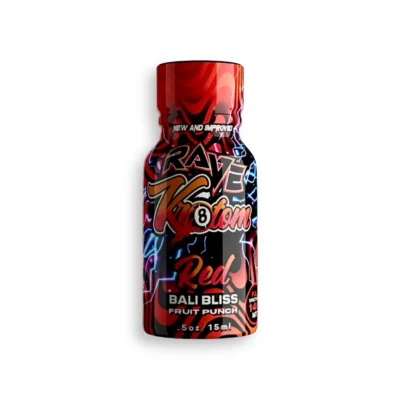 Rave Kratom Red Bali Bliss Fruit Punch Kratom Extract Shot 15mL